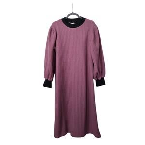 Ghospell NWT Oversized Rose Pink Chunky Balloon Sleeve Midi Sweater Dress Small